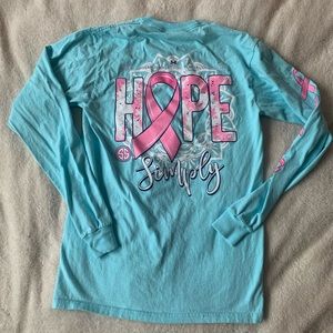 Simply southern long sleeve tee breast cancer size S